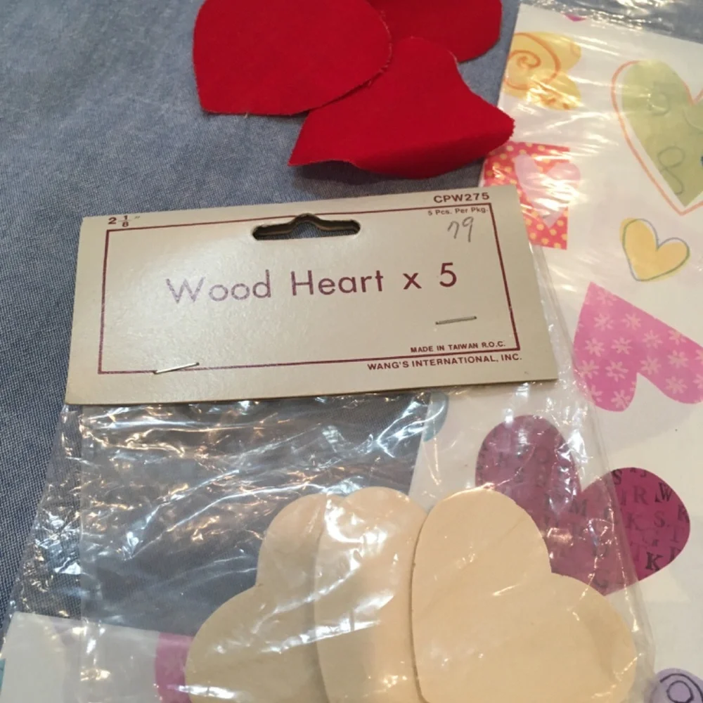 Bundle of hearts crafts, bag & wrapping paper 14 items -1 of 14 contains 3 items
